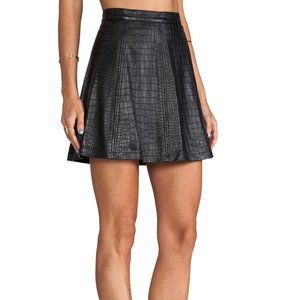 Hayes Black Leather Croc A-line Mini skirt